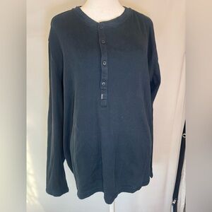 CALVIN KLEIN Men's Black Henley Shirt, 3/4 button up